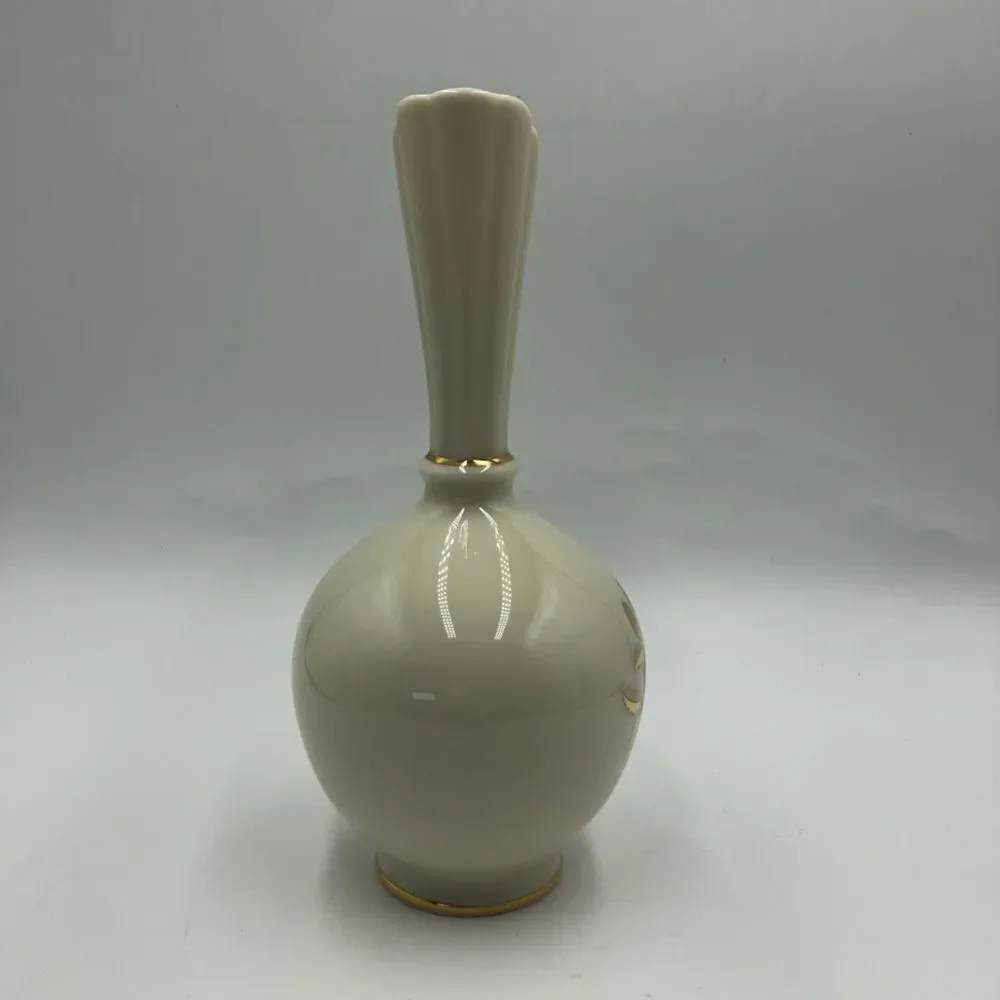 Vintage Lenox Porcelain Bud Vase Tabletop Decor Gold Tone Trim Floral De…